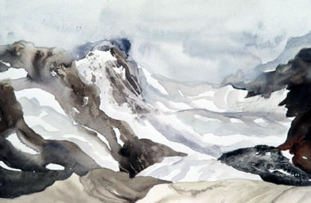 © Adeline Rockett Columbia Ice Fields Watercolour 7.5" x 11"